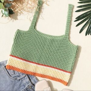 Color block knit crop summer top size large